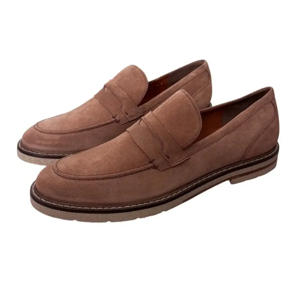 NEW JP Pierre Men's Loafers Designer Cognac Brown Suede 9D Formal Going Out